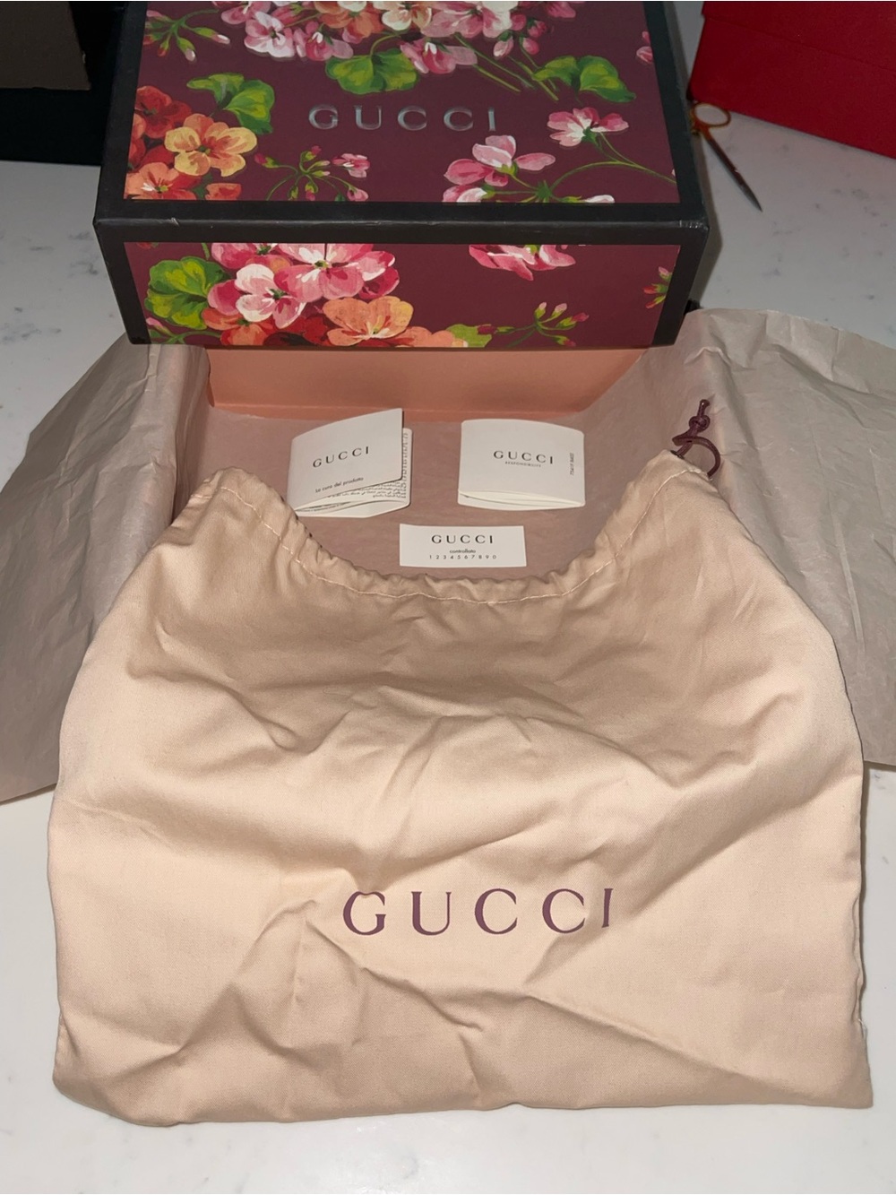 GUCCI Empty Floral Presentation Protective Display Storage Gift Box w Dust Bag